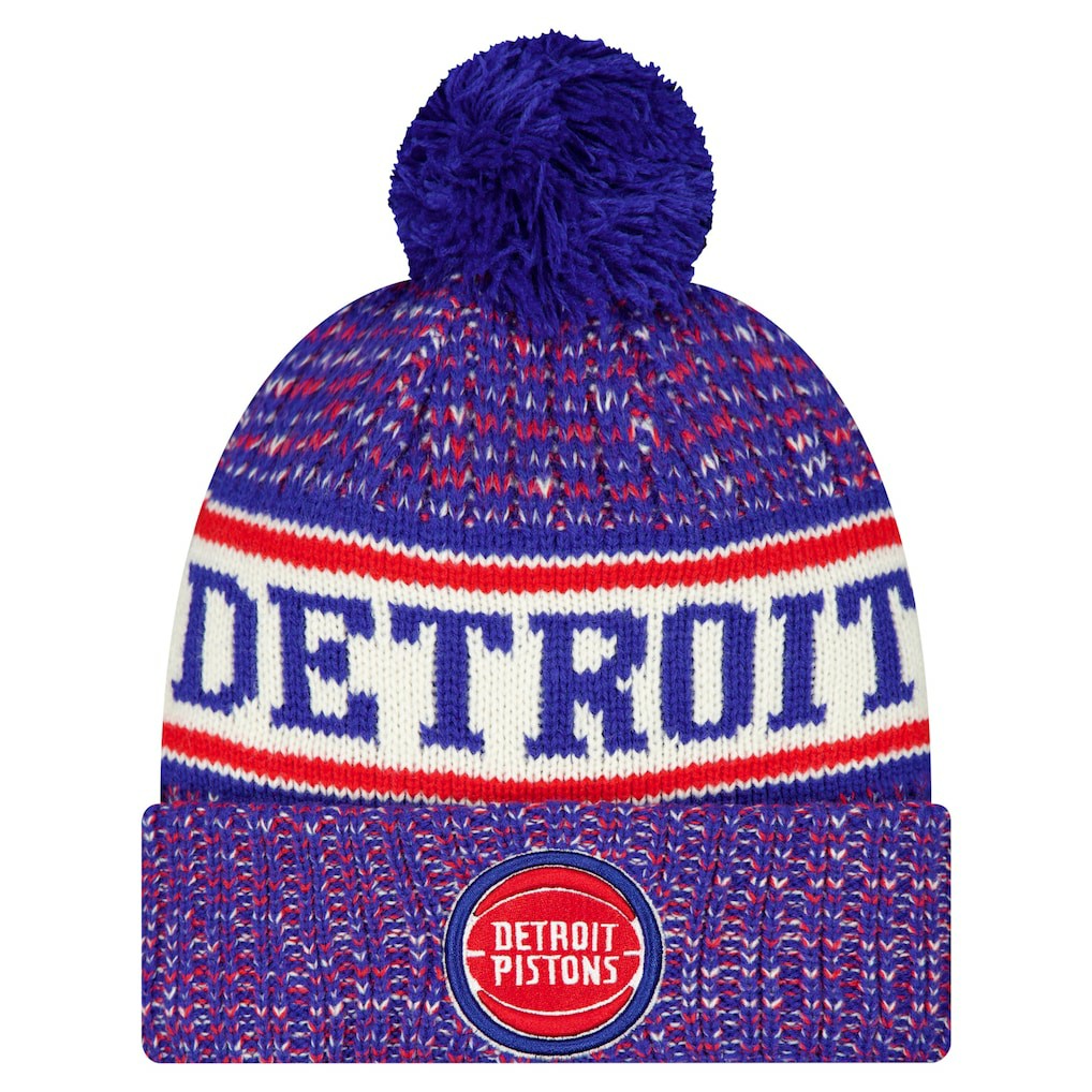 Detroit Pistons Team Cuffed Knit Hat with Pom sale - Blue | New Era discount