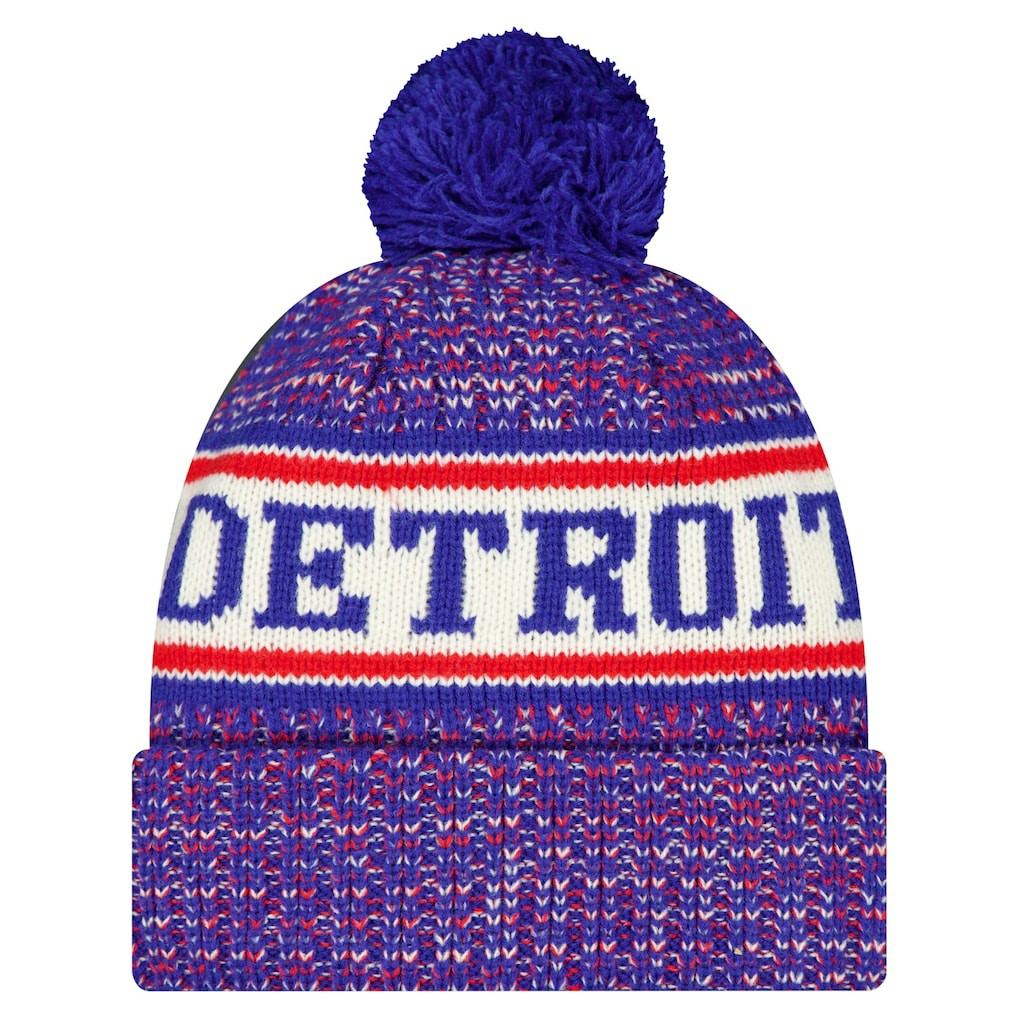 Detroit Pistons Team Cuffed Knit Hat with Pom sale - Blue | New Era discount
