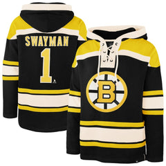 Jeremy Swayman Boston Bruins '47 Player Name & Number Lacer Hoodie Black