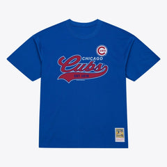 Chicago Cubs Script Sweep Arch T-Shirt - Royal | Mitchell & Ness