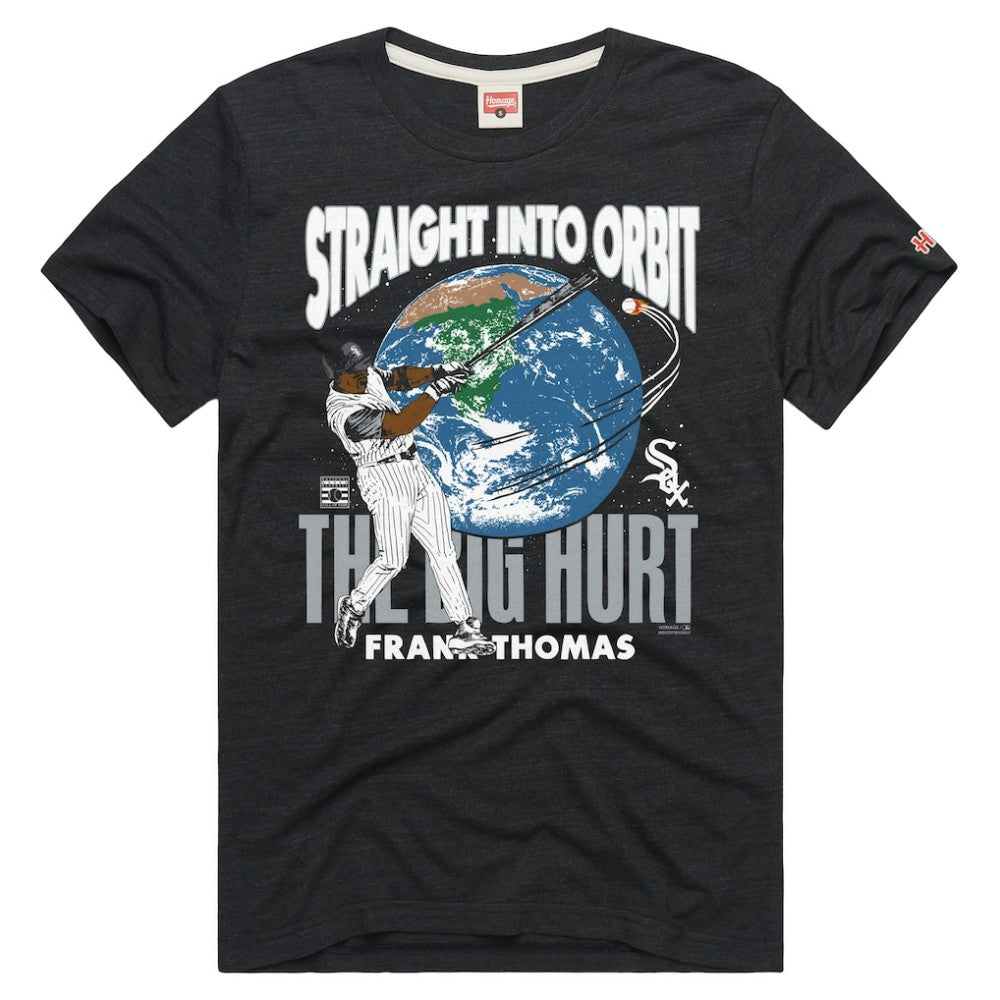 Frank Thomas Chicago White Sox Homage Unisex Straight Into Orbit Player Graphic Tri-Blend T-Shirt - Charcoal