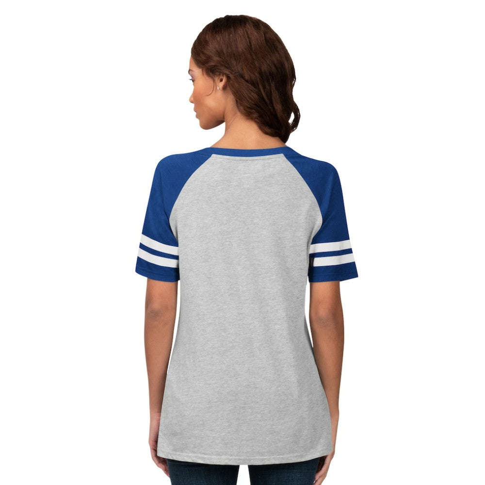 Los Angeles Dodgers G-III 4Her by Carl Banks Women's Goal Line Raglan V-Neck T-Shirt - Heather Gray