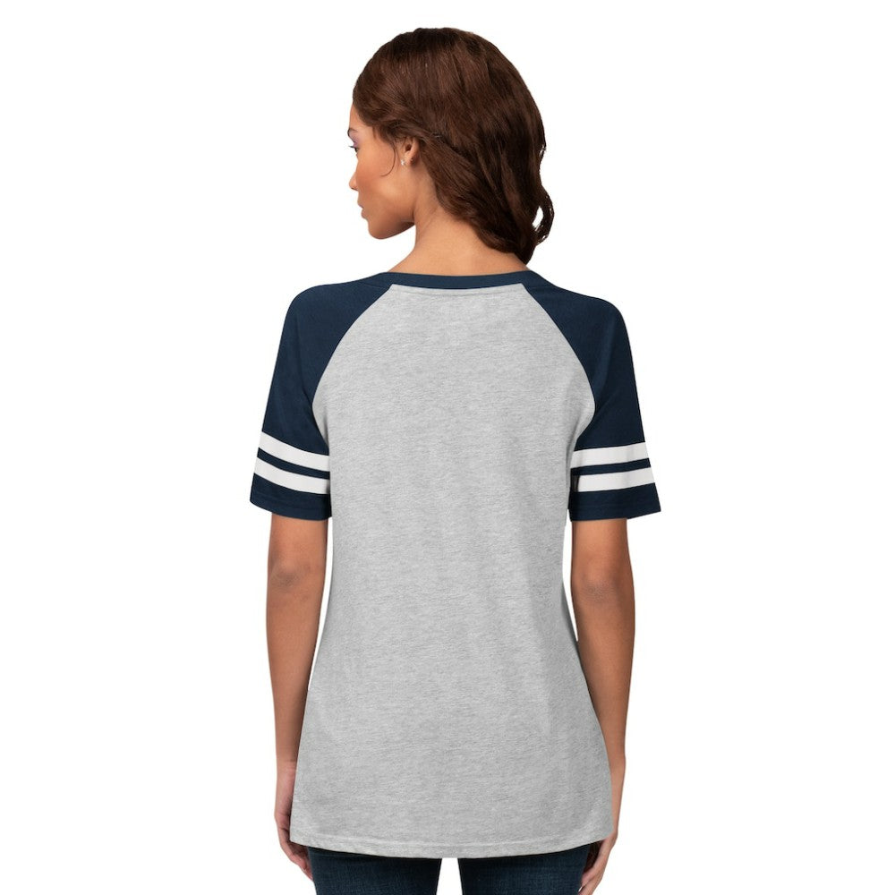 Detroit Tigers G-III 4Her by Carl Banks Women's Goal Line Raglan V-Neck T-Shirt - Heather Gray