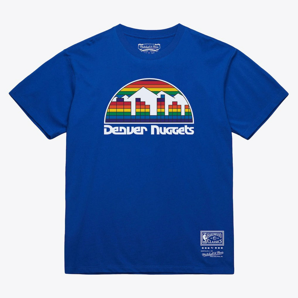 Denver Nuggets Unisex Hardwood Classics Basic Logo Arch T-Shirt sale - Royal | Mitchell & Ness outlet