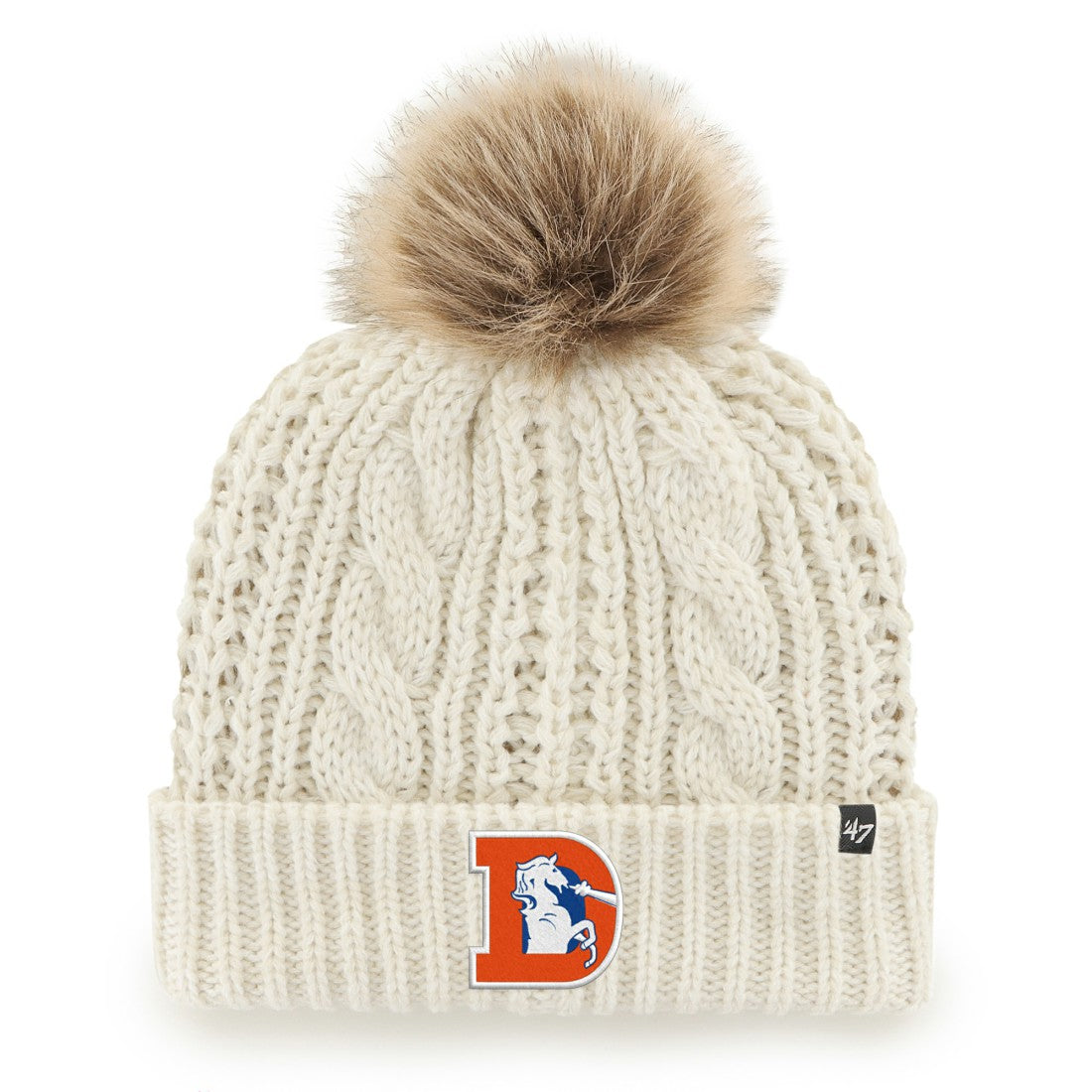 Denver Broncos '47 Women's Meeko Cuffed Knit Hat with Pom - White on sale