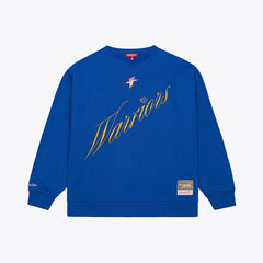 Golden State Warriors Women's Hardwood Classics Script Lightweight Sweatshirt sale - Royal | Mitchell & Ness on sale
