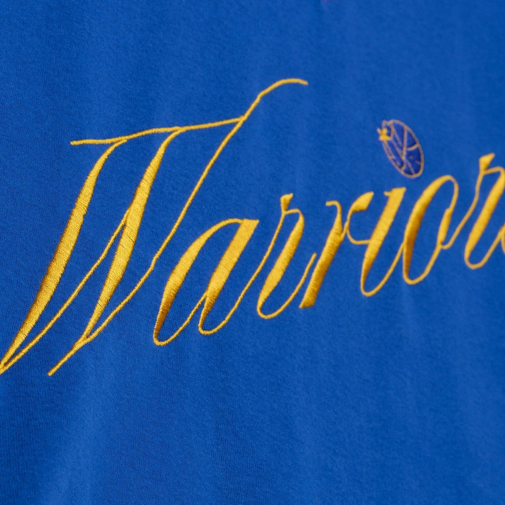 Golden State Warriors Women's Hardwood Classics Script Lightweight Sweatshirt sale - Royal | Mitchell & Ness on sale