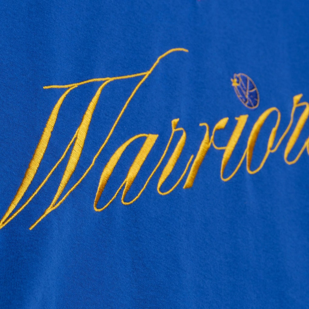 Golden State Warriors Women's Hardwood Classics Script Lightweight Sweatshirt sale - Royal | Mitchell & Ness on sale