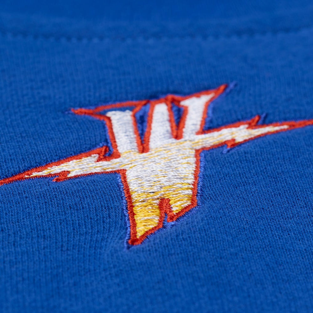 Golden State Warriors Women's Hardwood Classics Script Lightweight Sweatshirt sale - Royal | Mitchell & Ness on sale