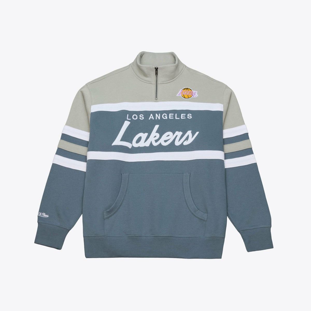 Los Angeles Lakers Thunderstorm Head Coach Quarter-Zip Jacket - Blue | Mitchell & Ness on sale