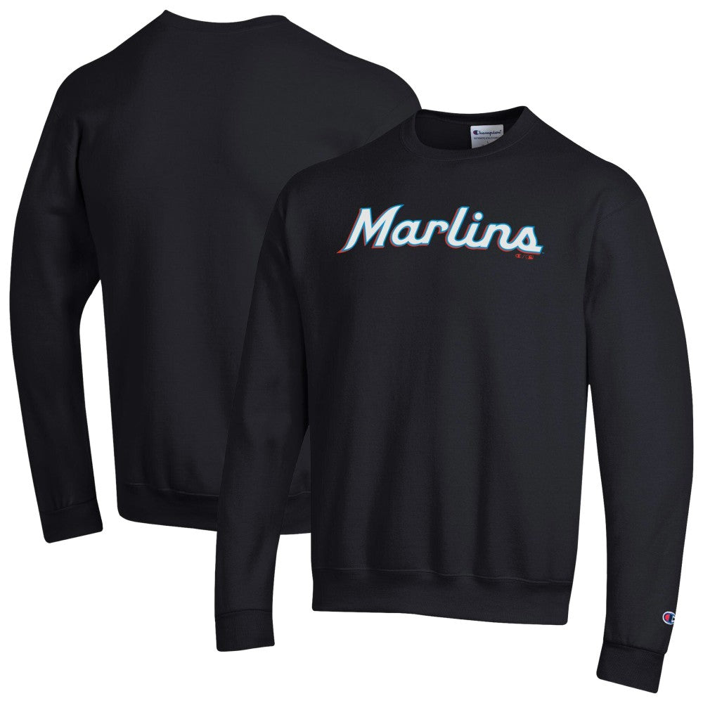 Miami Marlins Champion Powerblend Wordmark Sweatshirt - Black