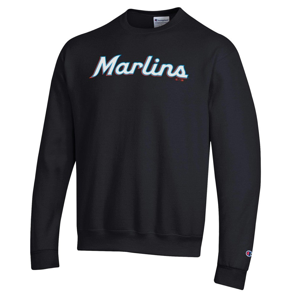 Miami Marlins Champion Powerblend Wordmark Sweatshirt - Black