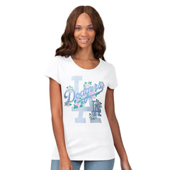 Los Angeles Dodgers G-III 4Her by Carl Banks Women's Floral Endzone T-Shirt - White