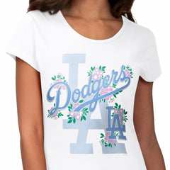 Los Angeles Dodgers G-III 4Her by Carl Banks Women's Floral Endzone T-Shirt - White