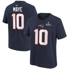 Drake Maye New England Patriots Youth Super Bowl LX Patch Name & Number T-Shirt - Navy | Nike discount