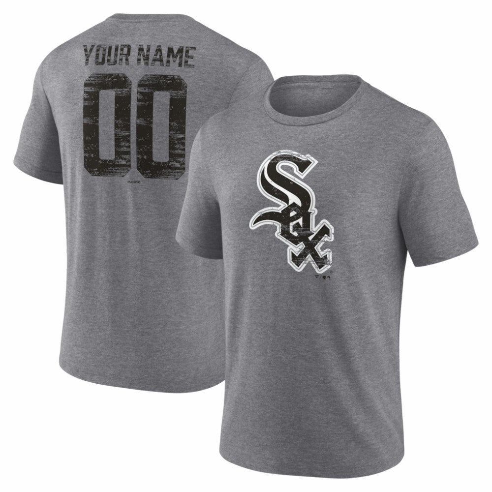 Chicago White Sox Heritage Personalized Any Name & Number Tri-Blend T-Shirt - Gray