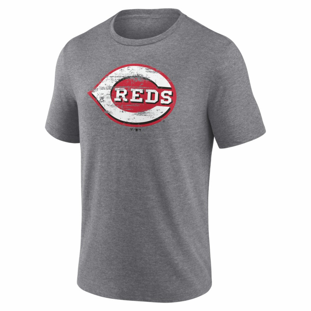 Cincinnati Reds Heritage Personalized Any Name & Number Tri-Blend T-Shirt - Gray