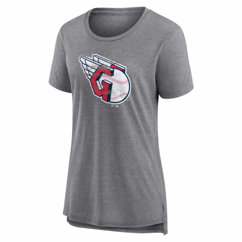 Cleveland Guardians Women's Heritage Personalized Any Name & Number Tri-Blend T-Shirt - Gray