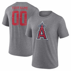Los Angeles Angels Heritage Personalized Any Name & Number Tri-Blend T-Shirt - Gray