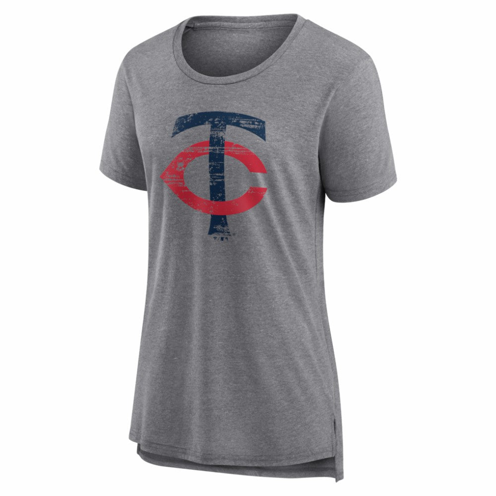 Minnesota Twins Women's Heritage Personalized Any Name & Number Tri-Blend T-Shirt - Gray
