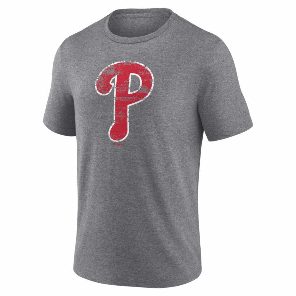 Philadelphia Phillies Heritage Personalized Any Name & Number Tri-Blend T-Shirt - Gray
