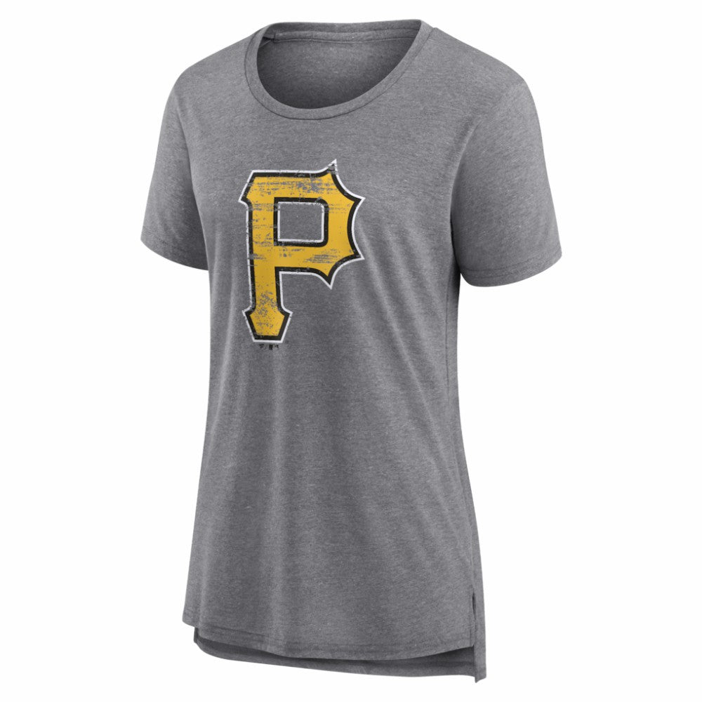 Pittsburgh Pirates Women's Heritage Personalized Any Name & Number Tri-Blend T-Shirt - Gray