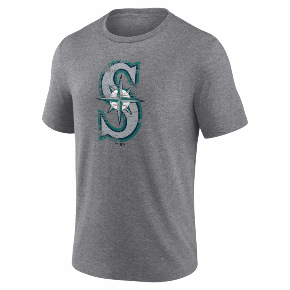 Seattle Mariners Heritage Personalized Any Name & Number Tri-Blend T-Shirt - Gray