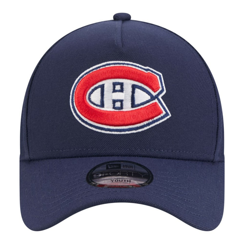 Montreal Canadiens New Era Youth 9FORTY A-Frame Adjustable Hat Navy