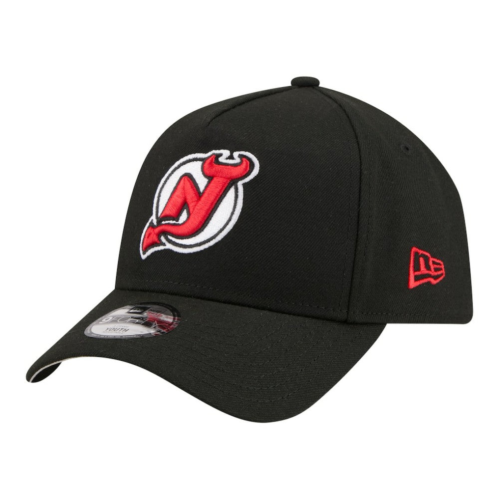 New Jersey Devils New Era Youth 9FORTY A-Frame Adjustable Hat Black