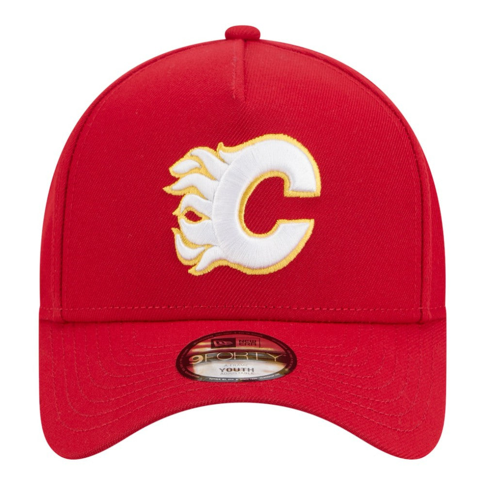 Calgary Flames New Era Youth 9FORTY A-Frame Adjustable Hat Red