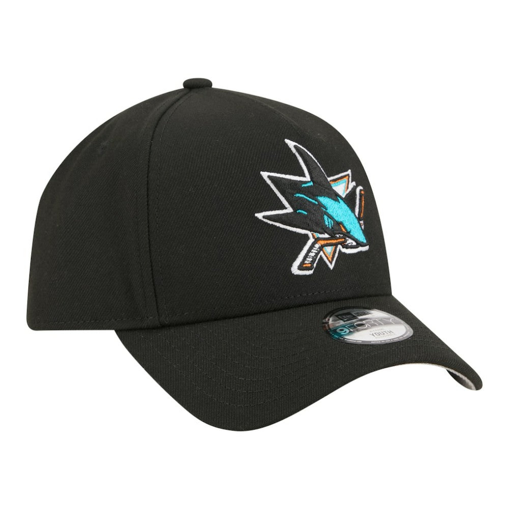 San Jose Sharks New Era Youth 9FORTY A-Frame Adjustable Hat Black