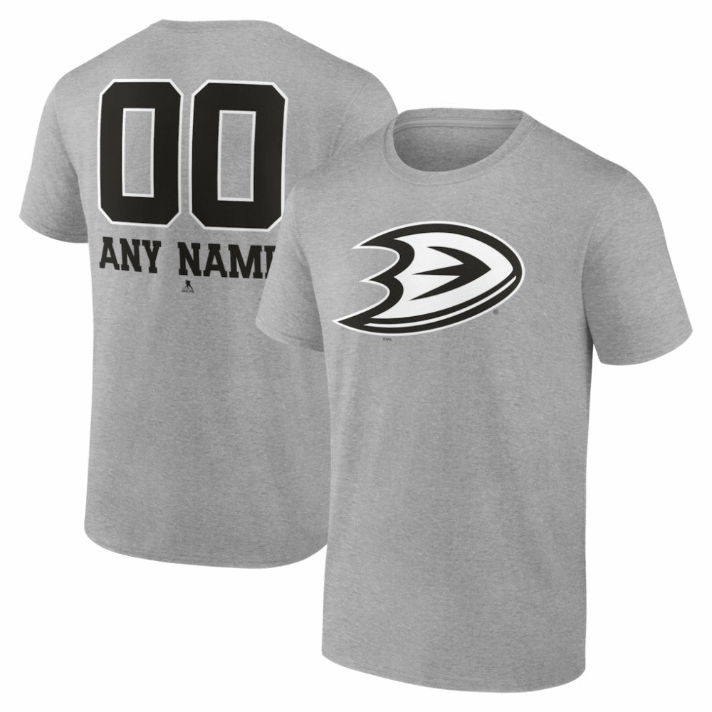 Anaheim Ducks Big & Tall Personalized Name & Number Monochrome T-Shirt Gray