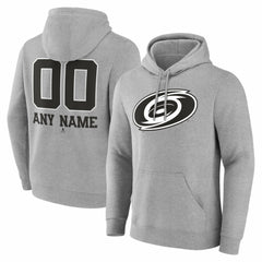 Carolina Hurricanes Big & Tall Personalized Name & Number Monochrome Pullover Hoodie Gray