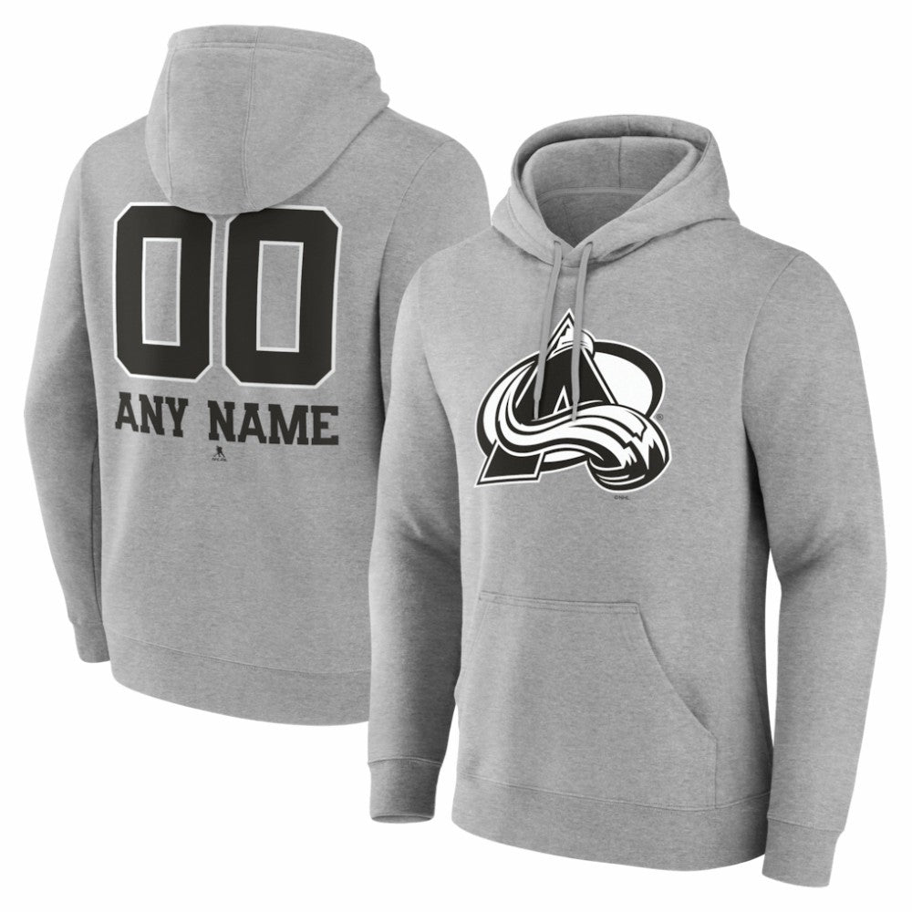 Colorado Avalanche Big & Tall Personalized Name & Number Monochrome Pullover Hoodie Gray