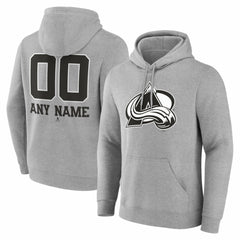 Colorado Avalanche Big & Tall Personalized Name & Number Monochrome Pullover Hoodie Gray