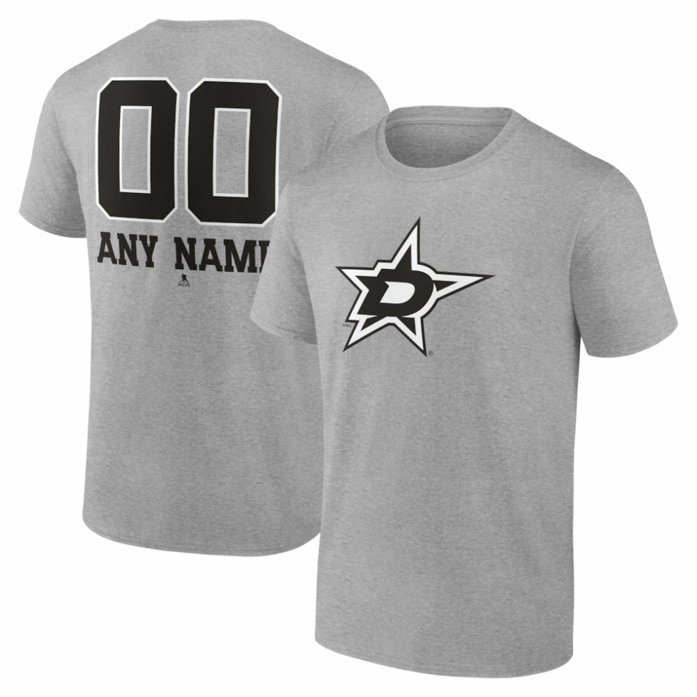 Dallas Stars Big & Tall Personalized Name & Number Monochrome T-Shirt Gray