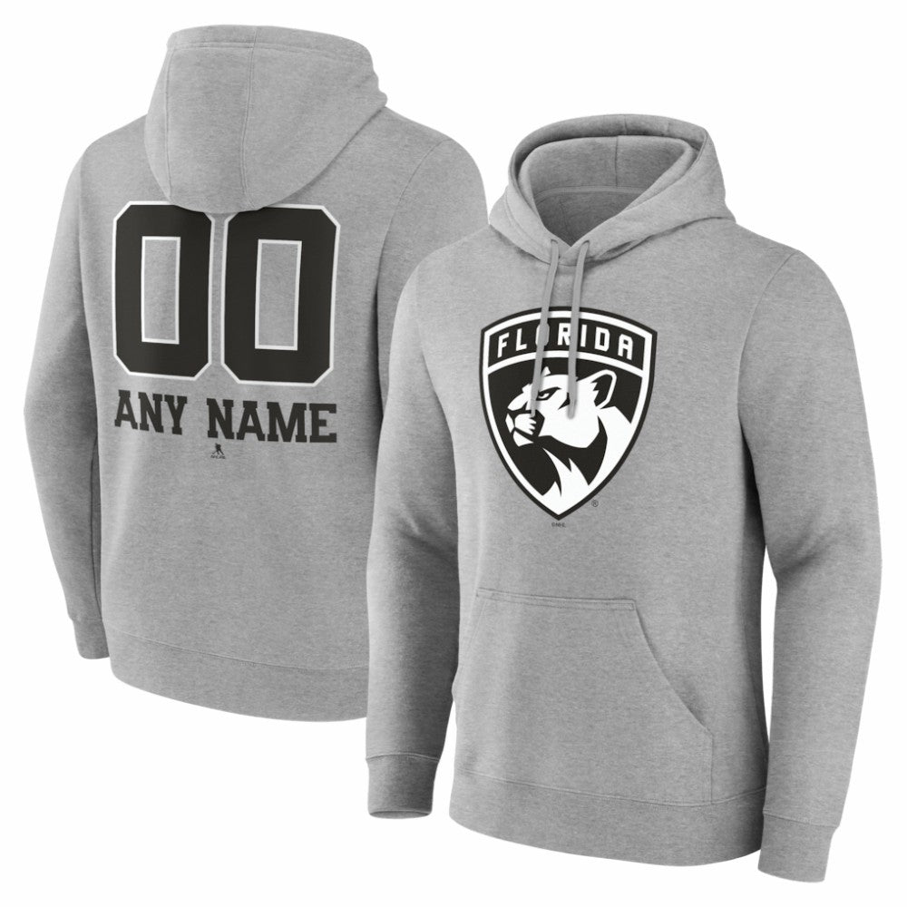 Florida Panthers Big & Tall Personalized Name & Number Monochrome Pullover Hoodie Gray
