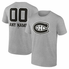 Montreal Canadiens Big & Tall Personalized Name & Number Monochrome T-Shirt Gray