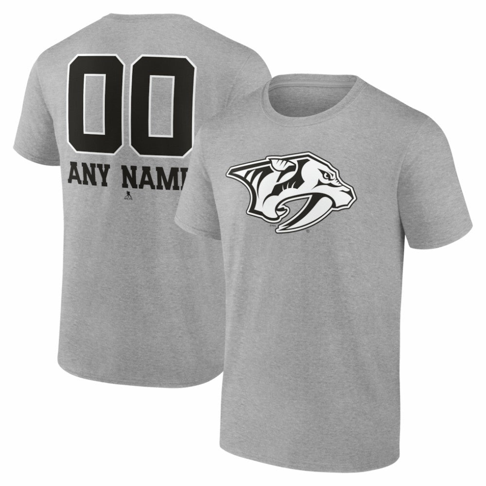Nashville Predators Big & Tall Personalized Name & Number Monochrome T-Shirt Gray
