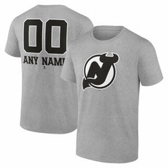 New Jersey Devils Big & Tall Personalized Name & Number Monochrome T-Shirt Gray