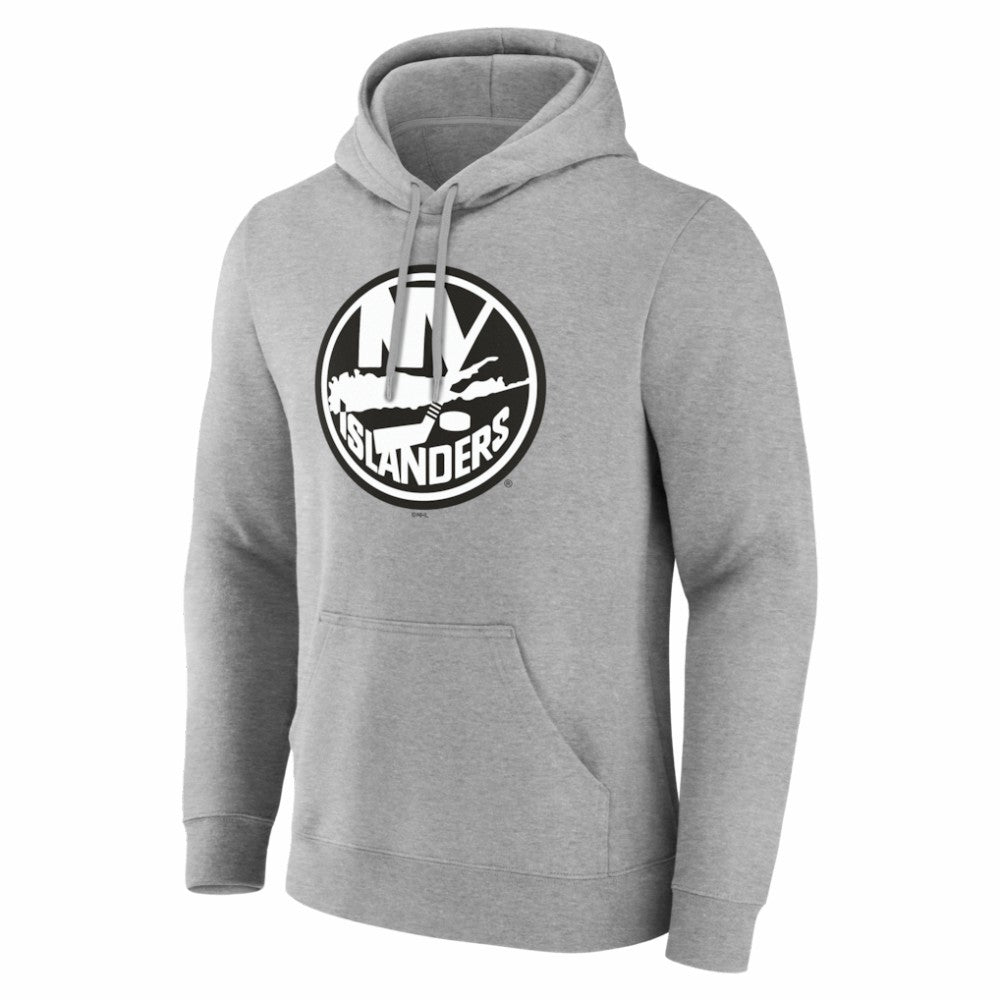 New York Islanders Big & Tall Personalized Name & Number Monochrome Pullover Hoodie Gray