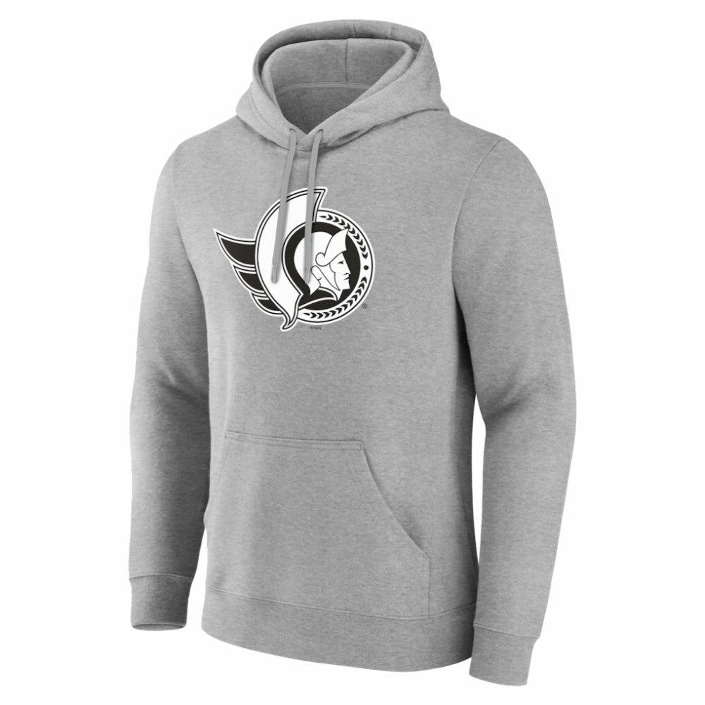 Ottawa Senators Big & Tall Personalized Name & Number Monochrome Pullover Hoodie Gray