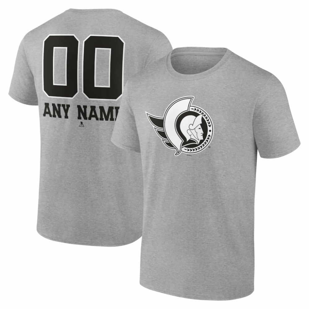 Ottawa Senators Big & Tall Personalized Name & Number Monochrome T-Shirt Gray