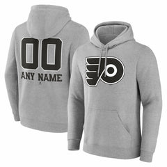 Philadelphia Flyers Big & Tall Personalized Name & Number Monochrome Pullover Hoodie Gray