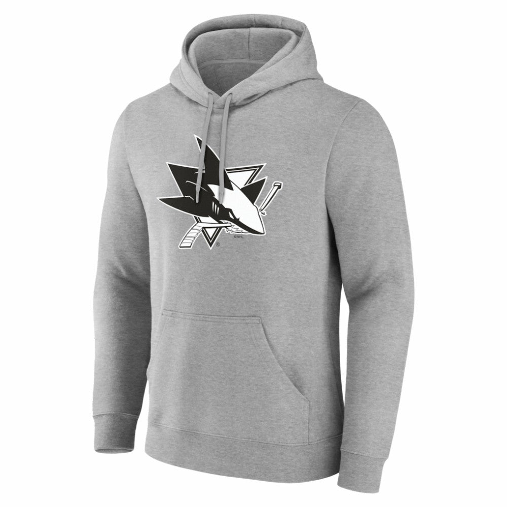 San Jose Sharks Big & Tall Personalized Name & Number Monochrome Pullover Hoodie Gray