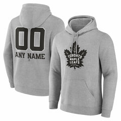 Toronto Maple Leafs Big & Tall Personalized Name & Number Monochrome Pullover Hoodie Gray