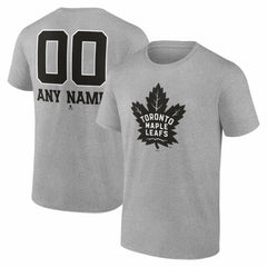 Toronto Maple Leafs Big & Tall Personalized Name & Number Monochrome T-Shirt Gray