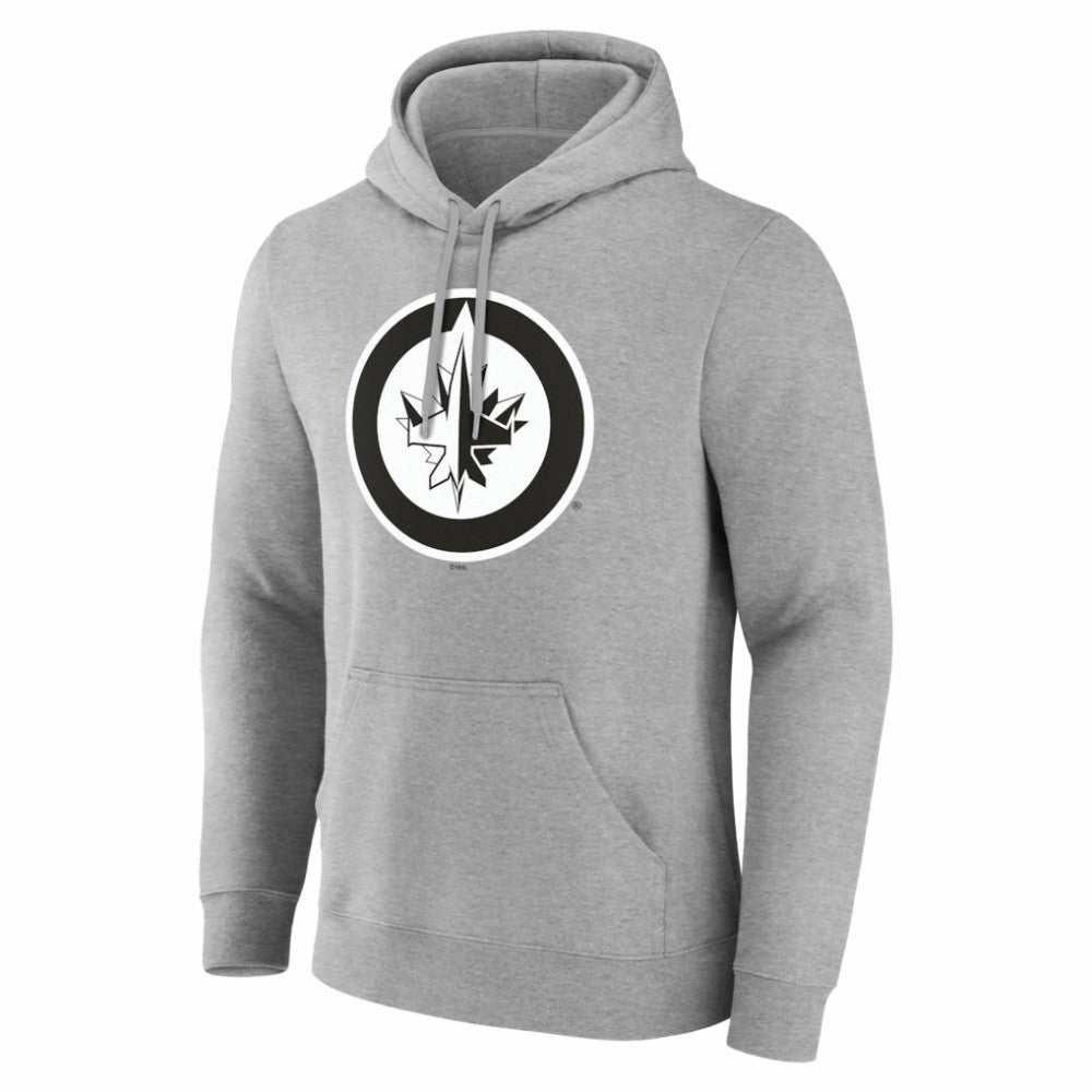 Winnipeg Jets Big & Tall Personalized Name & Number Monochrome Pullover Hoodie Gray