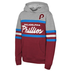 Philadelphia Phillies Youth Cooperstown Head Coach Pullover Hoodie - Red/Grey | Mitchell & Ness