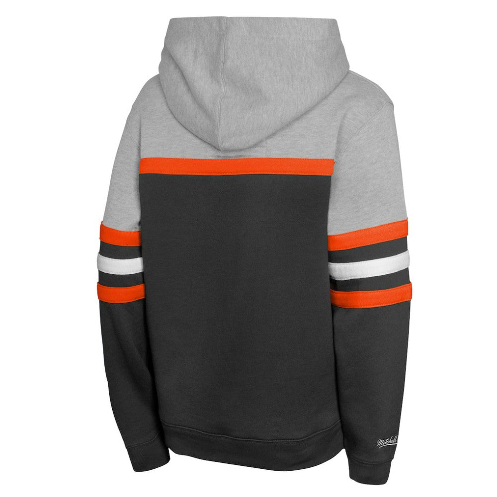 Baltimore Orioles Youth Cooperstown Head Coach Pullover Hoodie - Black/Grey | Mitchell & Ness